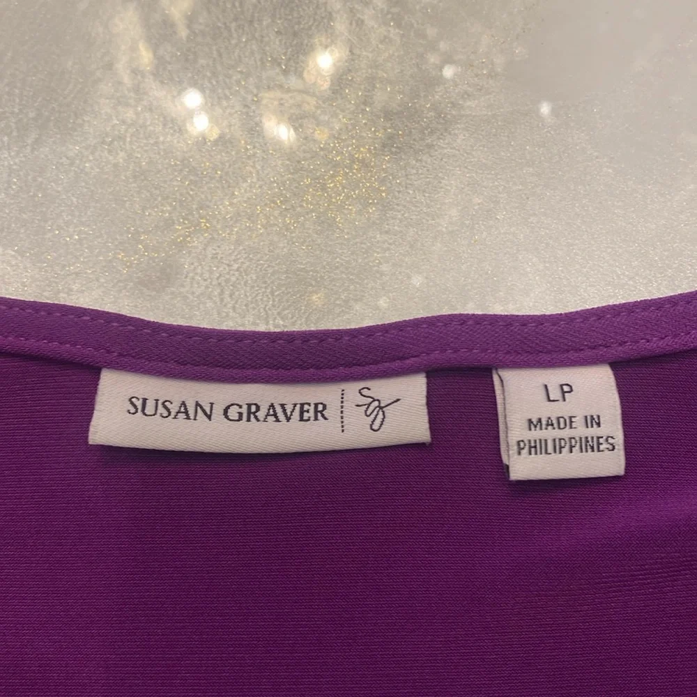 Susan Graver Vibrant Purple A line dress with lattes sleeves